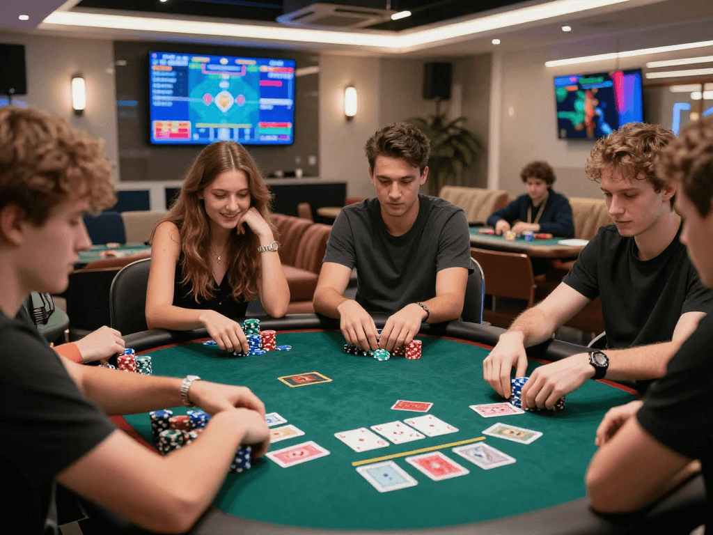 Players enjoying a thrilling online gambling experience with gambleonline at a poker table in 2026.