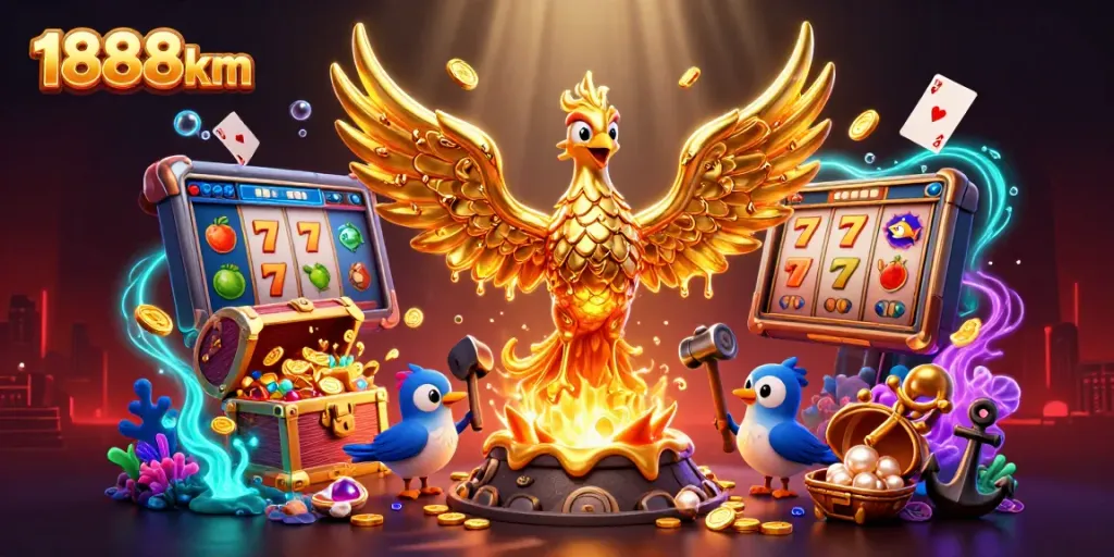 Experience 1888km thrills with a vibrant casino scene showcasing golden coins and dynamic gameplay elements.
